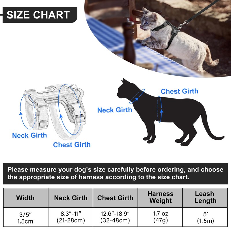 Plutus Pet Adjustable Cat Harness and Lead Set, Quick Release,
