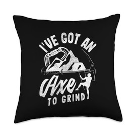 Ice Axe Power Glacier Climbing Apprel For Men Ice Climbing Axe to Grind Funny Wall Climber Throw Pillow, 18x18, Multicolor