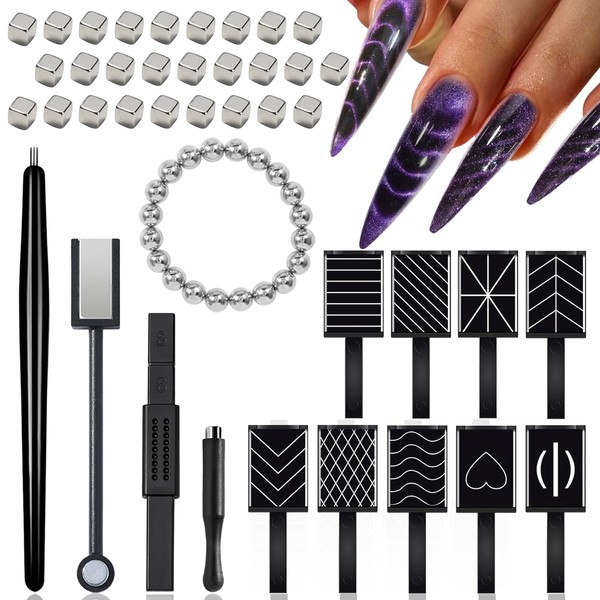 WOKOTO 60 PCS Cat Eye Magnet For Nails Multiple Style