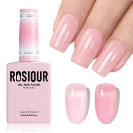 HEMA Free Milky Pink Gel Nail Polish - Tpo Free 18 ML Nude Jelly Pale Pink Nail Polish Gel for Women Girls Gift, Long Lasting Neutral Clear Translucent Color Soak Off Cured for Home Nail Art Salon DIY