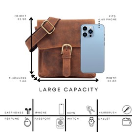 Lloyd Baker - Chennai Real Genuine Leather Small Crossbody Bag, Buckle Fastening Flapover Everyday Shoulder Bag, Structured Boho Style Distress Leather Messenger Bag