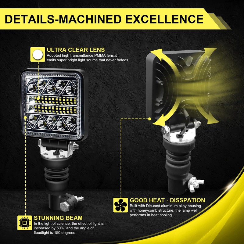 AnTom 102W LED Work Light, 24mm DIN Rotating Beacon Holder