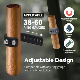 ROWFEN 2Pcs Magnetic Cigar Holder - Convenient Cigar Holder with Magnet and Adjustable Design - Fit for Golfing, Grilling, Fishing, Travel, and Outdoor Adventures (Black+Gray)