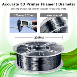 iBOSS 3D Printer Silk Filament, Shiny Silk PLA Plus Filament 1.75mm, Smooth Silky Surface, Great Easy to Print for 3D Printers, Dimensional Accuracy +/- 0.02mm, Silk Iron Black 1KG