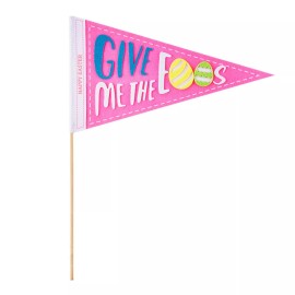Way to Celebrate Easter Give Me The Eggs 18in Pink Felt Pennant on a Stick