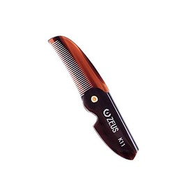 ZEUS Peine plegable para bigote para hombres, peine de bolsillo hecho a mano con corte de sierra para el aseo de la barba y el bigote de los hombres, 