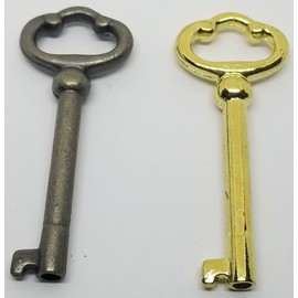 Furniture Knowledge Antique OR Polished Brass Hollow Key Skeleton Vintage Old Door Cabinet Retro Mortise Lock Desk Cabinet Door roll top 1810 (Antique Brass)