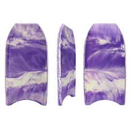 ATUNAS 33 inch Small Bodyboard for Kids and Teens , Surf Ocean Body Boards for Beach with Surfing Wrist Leash | Solid PE/EVA Closed-Cell Waterproof Foam (Marble Purple)