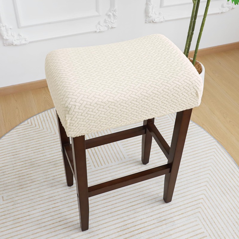 EVOLLER Waterproof Bar Stool Covers Set of 2 Rectangle Beige