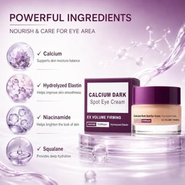 Crema de ojos Calcium Dark Spot 0.53 oz – Crema hidratante para debajo de los ojos con elastina, bolsas hinchadas y piel flácida (morado, 1 paquete)