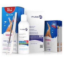 Mr. Fuss® No. 1 Plus Pack Complete Small Cuticle Callus Remover Economy Pack 4 Pieces Active Solution Quick and Strong Softening 200 ml Cotton Cutlery Set