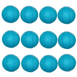A Liittle Tree 12 PCs Round Paper Lanterns Lamp Shade Wedding Party Christmas New Year (Blue, 14")
