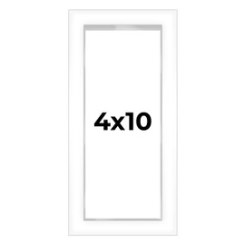 4x10 Shadow Box White Contemporary Frame - Interior Size 4x10 in by 1 in Deep - This White Frame is Made to Display Items Up to 1 in Deep Includes Shatter Resistant Acrylic, Backing, Hardware