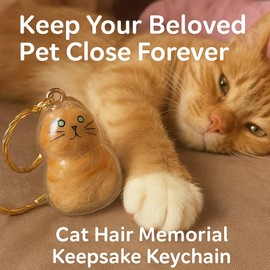 HBBDYLMY Cat Hair Storage Keychain – Memorial Gift for Pet Lovers, Transparent Cat Hair Storage Bottle Pendant, Pet Memorial Jewelry (A)