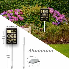 No Smoking No Thank You Sign Aluminium No Smoking Yard Sign Garden with Stakes Black Outdoor Lawn Yard Garden Decorations