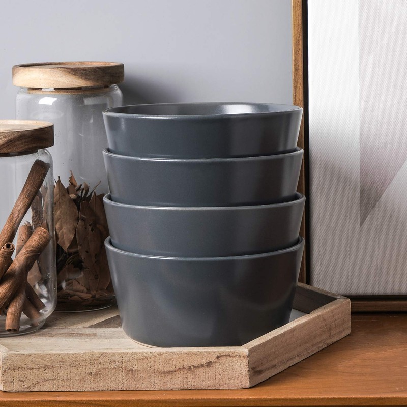 Stone Lain Coupe Stoneware Set of 4, Bowls, Gray Matte