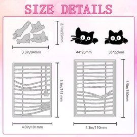 DELORIGIN Cat Die Cuts for Card Making, Blinds Background Carbon Steel Die Cuts Cute Cutting Dies Frame Background Stencils Scrapbooking Embossing Template Dies for Crafting DIY Photo Album Embossing