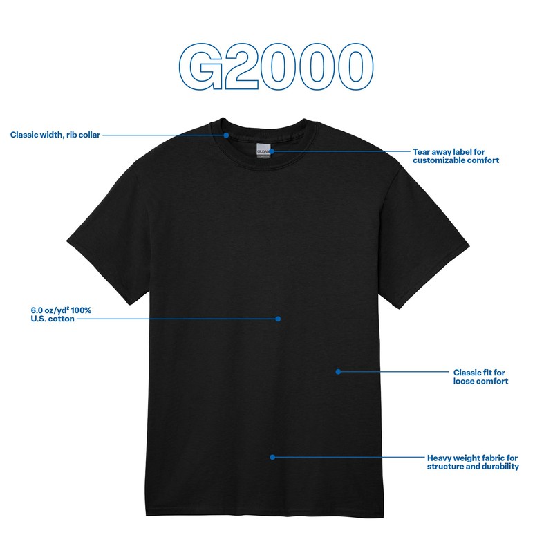 Gildan Adult Ultra Cotton T-Shirt, Style G2000, Multipack, Black (10-Pack),