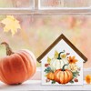 Pumpkin Decor - Fall Pumpkins House Shaped Wood Block Sign