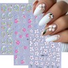 6Sheets Flower Nail Art Stickers 5D Self-Adhesive Nail Sticker Rose
