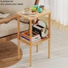 exilot Solid Wood Side Table, 2-Tier Tall End Table with