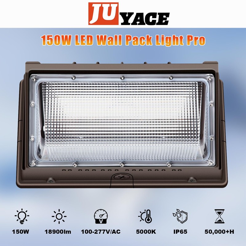 Juyace 150W LED Wall Pack Light with Dusk to Dawn