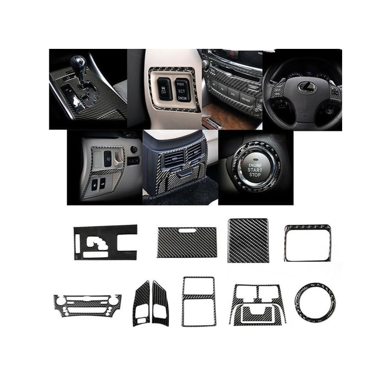 GXARTS 12Pcs Carbon Fiber Full Set Interior Decoration Trim Kit