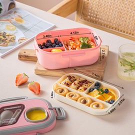 SDFNBRA Bento Lunch Box with Tableware, 1200ML Lunch Box-Double Layered 6 Compartment Bento Box, Built-in Utensil Set, Leak-Proof (Green)