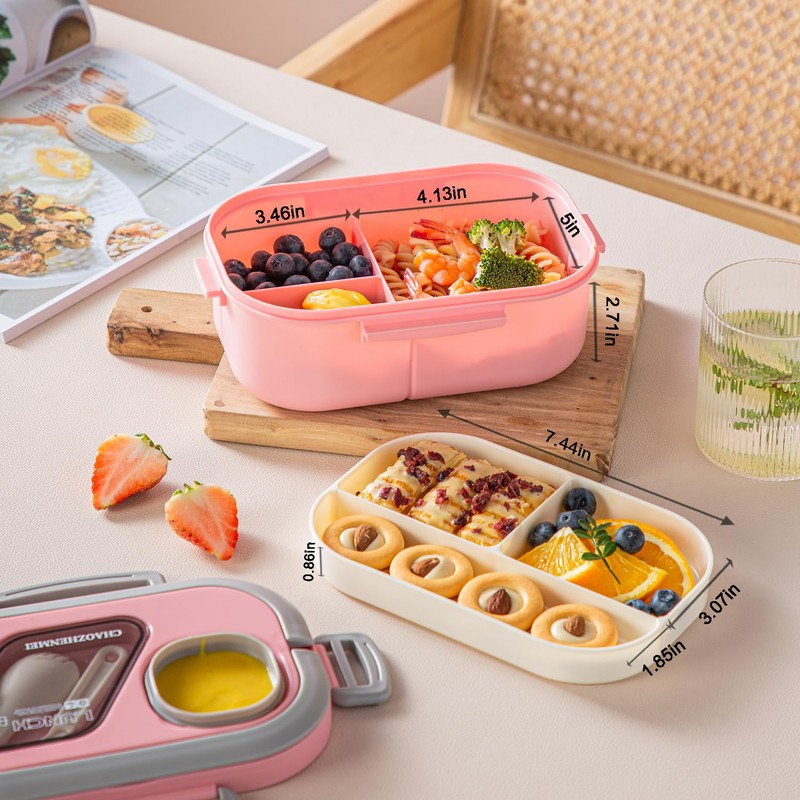 SDFNBRA Bento Lunch Box with Tableware, 1200ML Lunch Box-Double Layered