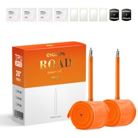 CYCLAMI 1/2-Pack TPU Inner Tube 700C x 18-32c, All Road Bike Inner Tubes with 45mm/65mm/85mm Presta Valves Ultra-Light 30g (Include 2 Tire Levers) (2Pcs-FV:45mm)