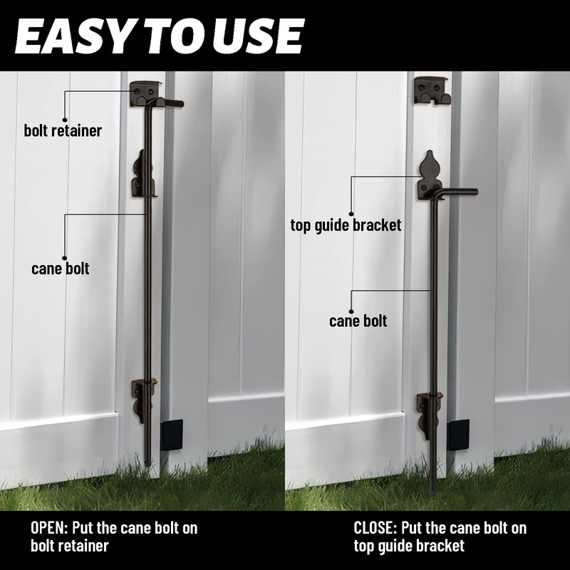 24" Heavy Duty Cane Bolt Gate Drop Rod Hardware Ground