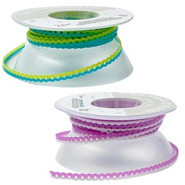 2 Pcs Dental Orthodontic Power Chains Braces Mixed Color Spool Elastic Rubber Bands for Orthodontic Treatment, 15ft/Roll (GreenCyan+PurpleWhite, Closed)