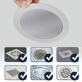 Round Shower Drain Cover Hair Catcher 5.5 inch, Hair Stopper for Bathtub Drain Bathroom Shower Drain Strainer Sink Protector Filter Weighted Stainless and Silicone Shield (5.5 in)