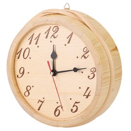 Round Wood Wall Clock Large Decorative Clock for Sauna Room, Living Room, Bedroom Accessory, No Glass Cover