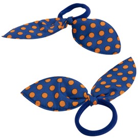 AERZETIX - C71266 Set of 2 Hair Bobbles with Bow – Colour Dark Blue with Orange Dots – Made of Textile – Scrunchie, Hairstyle, Glamour, Fashion, Bun