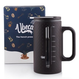 Ubeca The 34oz Large French Press Coffee Maker – Elegant Borosilicate Glass Carafe, Heat-Resistant & Minimalist Handle, Premium Design for Coffee, Tea & Hot Drinks – BPA-Free 1000ml Coffee Brewer