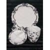Bella Lux 4 Black Coquette Ribbon Bows on White Melamine