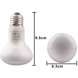 Aiicioo Reptile Basking Light Bulb - 50W Reptile Heat Lamp 2 Pack UVA Daylight Amphibians Basking Bulb for Bearded Dragon Turtle Hermit Crab Gecko Lizard Daylight