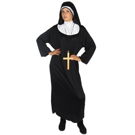 Foxxeo Schwarzes Nonnen Kostüm für Damen Faschin Karneval Kirchen Motto Party Größe S