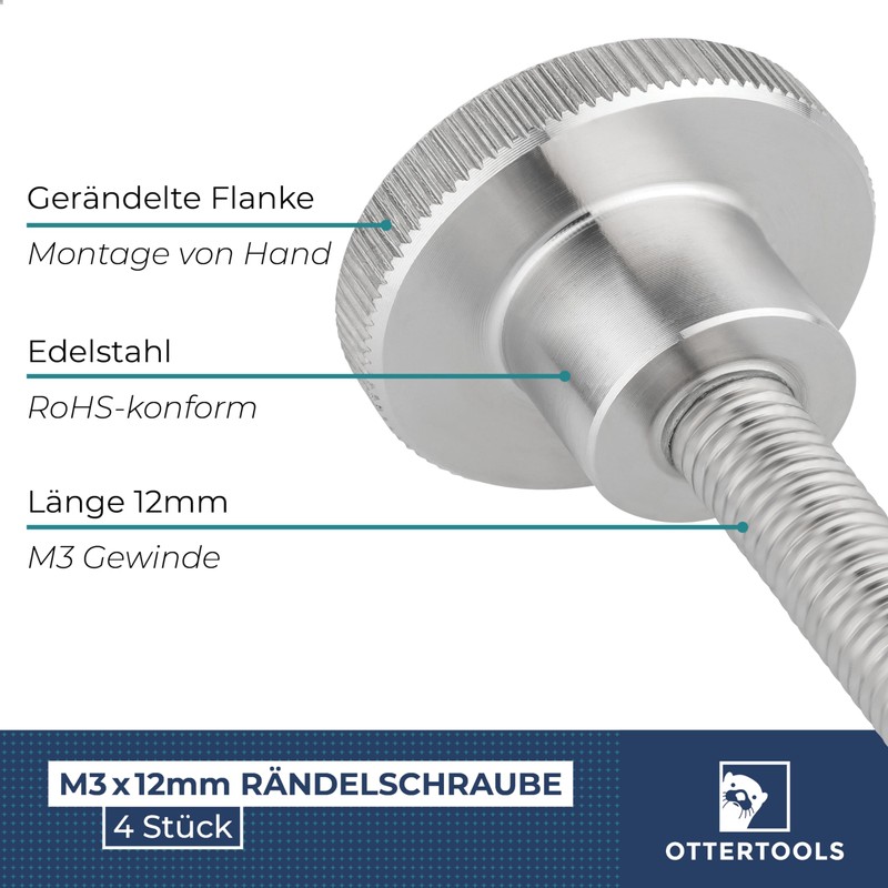 Ottertools - Thumb Screw DIN 464 | Thread: M3 x