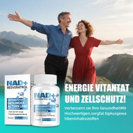 NAD+ Supplement, Resveratrol Supplement for Improved Absorption, Supports Cell Energy and Repair, Women and Men, 120 Softgel Capsules