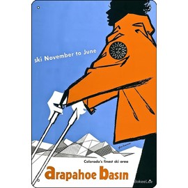 Arapahoe Basin, ski poster Poster Metal Tin Sign 12 X 8 Inch Funny Man Cave Home Office Bar Decor