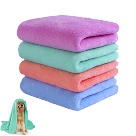 Set of 4 Dog Bath Towels - Extra Absorbent Microfibre Paw Hands for Dogs & Cats - Soft, Quick Drying & Reusable Towels