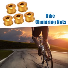 A ABSOPRO Set of 5 Bicycle Chainring Nuts Bolts Nut Gold Tone