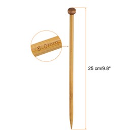 HARFINGTON 6Pcs 8mm Bamboo Knitting Needle Straight Single Pointed 10 Inch Long Wooden Sweater Knitting Needles US Size 11 for Yarn Beginners Hand Sock DIY