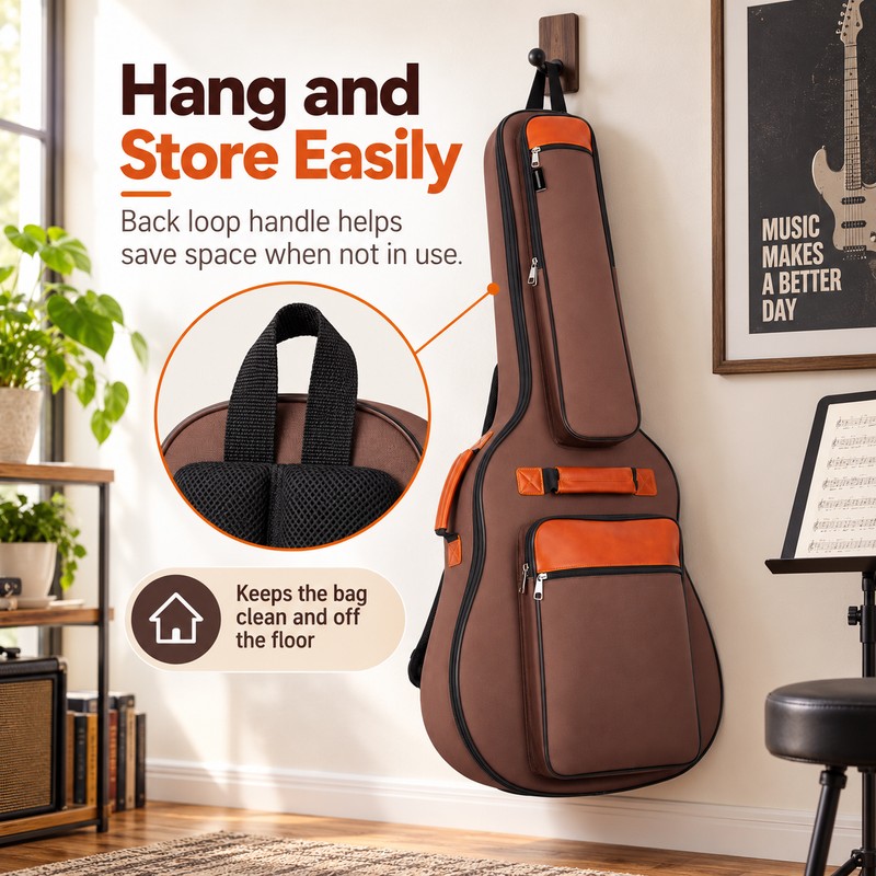 Acoustic Guitar Gig Bag for Travel – Padded Water-Resistant Carry