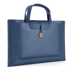 LEOPANOGO Leather Laptop Messenger Bag, Large Volume, Water Resistant, Anti Scratch (Blue)