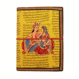 Purpledip Handmade Paper Journal Radha-Krishna: Vintage Diary Notebook With Thread Closure (11157)