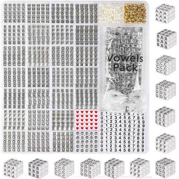 DoDoBeads Silver Letter Beads Kit - 1270 Pieces Acrylic 6