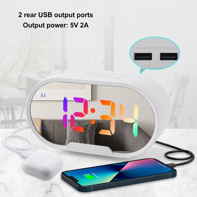 Digital Clock LED Alarm Big Digits Color Display Dimmable Adjustable